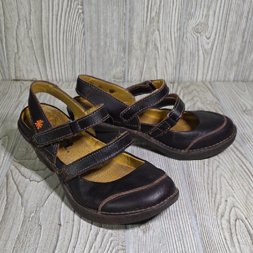 Art Brown Leather Mary Jane Chunky Platform Comfort Shoes Womens Size EU36 US6